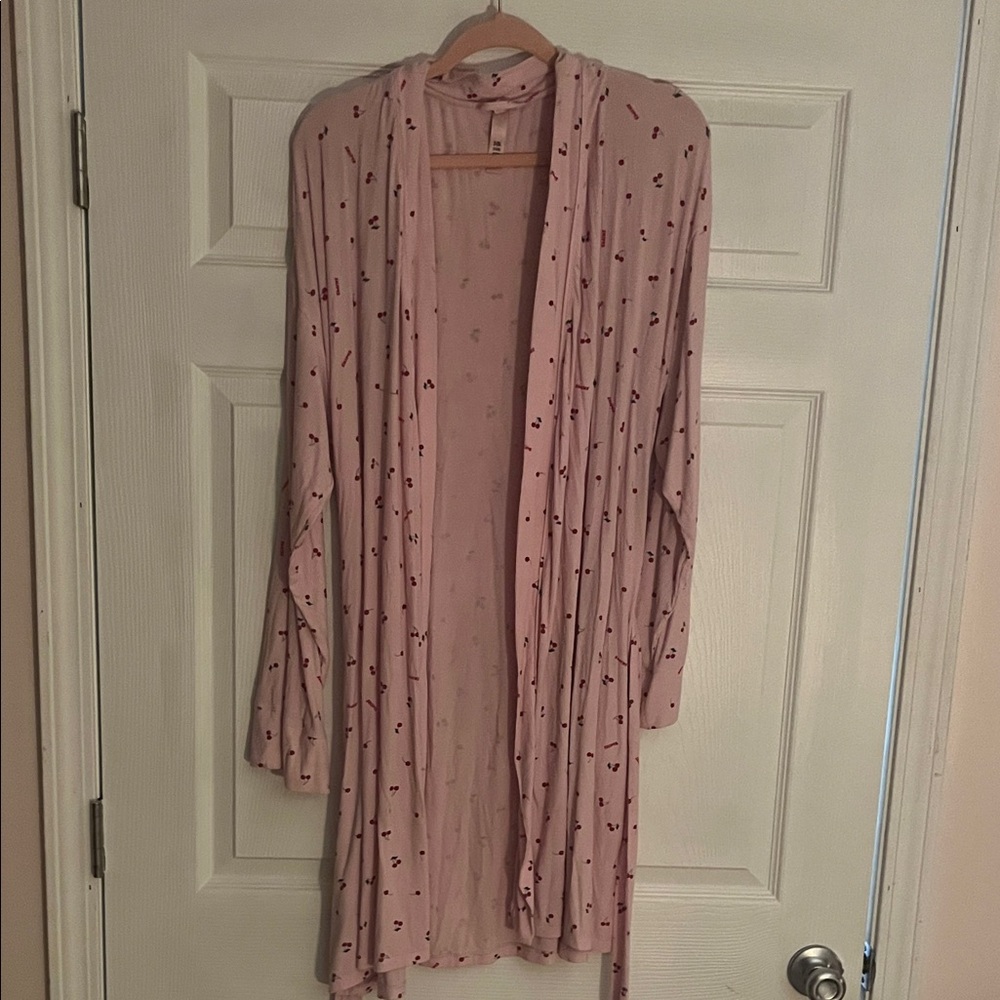 SKIMS Valentine Collection Pink Cherries Patterned Robe